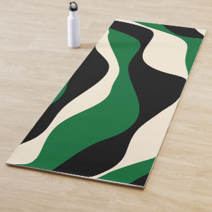 Ebb and Flow 4 in Green, Cream and Black Yoga Mat