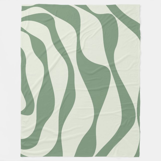 Ebb and Flow 4 in Green  Fleece Blanket (Front)