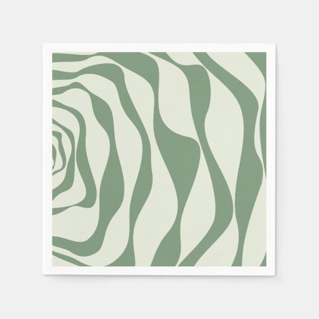 Ebb and Flow 4 in Green  Napkin (Front)