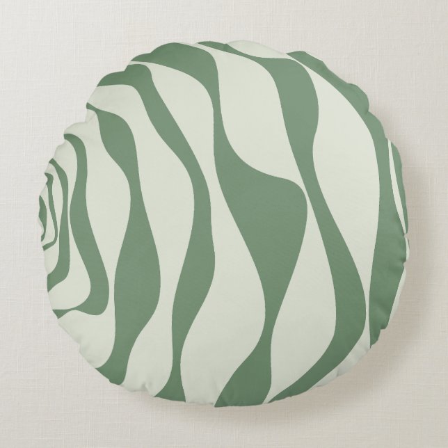 Ebb and Flow 4 in Green  Round Cushion (Front)
