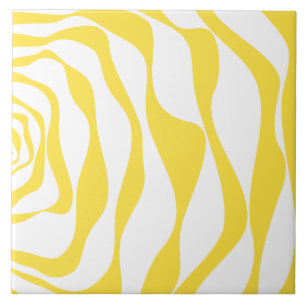 Ebb and Flow 4 in Lemon Yellow and White Ceramic Tile
