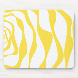 Ebb and Flow 4 in Lemon Yellow and White Mouse Pad