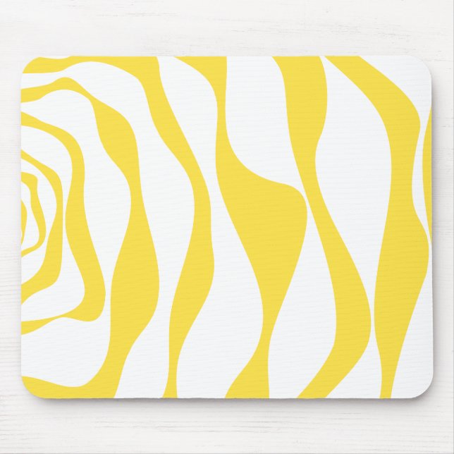 Ebb and Flow 4 in Lemon Yellow and White Mouse Pad (Front)
