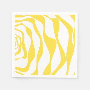 Ebb and Flow 4 in Lemon Yellow and White Napkin