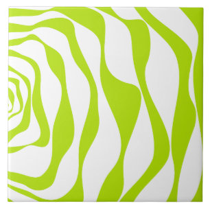 Ebb and Flow 4 in Lime Green and White Ceramic Tile