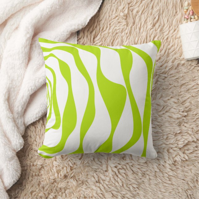 Ebb and Flow 4 in Lime Green and White Cushion (Blanket)