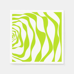 Ebb and Flow 4 in Lime Green and White Napkin