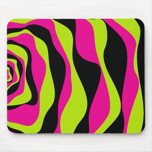 Ebb and Flow 4 in Lime Green, Hot Pink and Black Mouse Pad (Front)