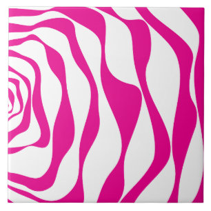 Ebb and Flow 4 in Magenta and White Ceramic Tile