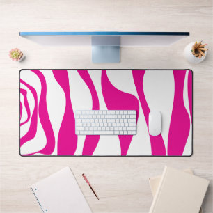 Ebb and Flow 4 in Magenta and White Desk Mat