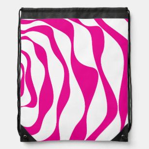 Ebb and Flow 4 in Magenta and White Drawstring Bag
