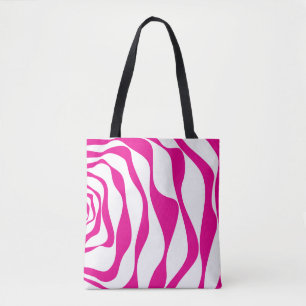 Ebb and Flow 4 in Magenta and White Tote Bag