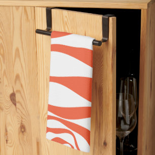 Ebb and Flow 4 in Orange and White Tea Towel