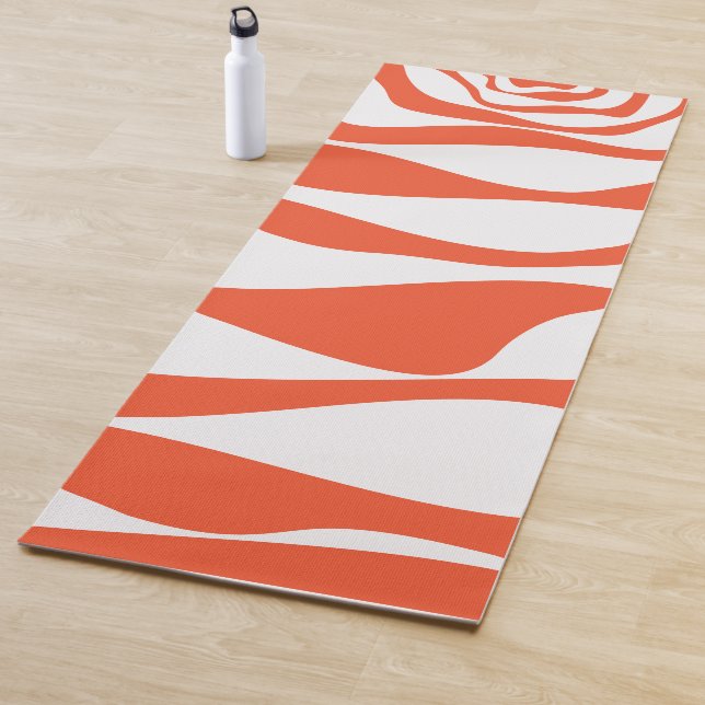 Ebb and Flow 4 in Orange and White Yoga Mat (In Situ)