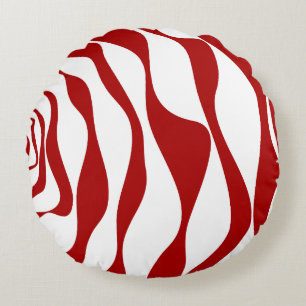 Ebb and Flow 4 in Red and White Round Cushion