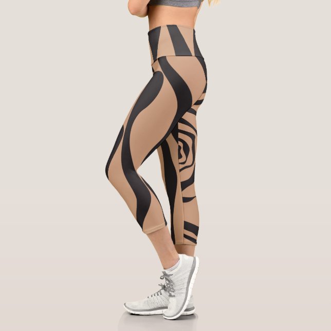 Ebb and Flow 4 in Tan and Black Capri Leggings (Left)