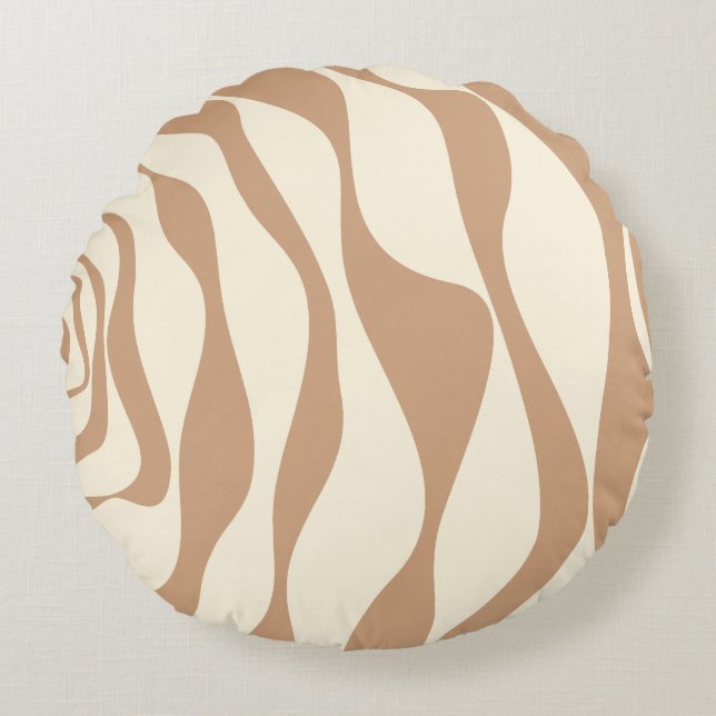Ebb and Flow 4 in Tan and Cream Round Cushion (Front)
