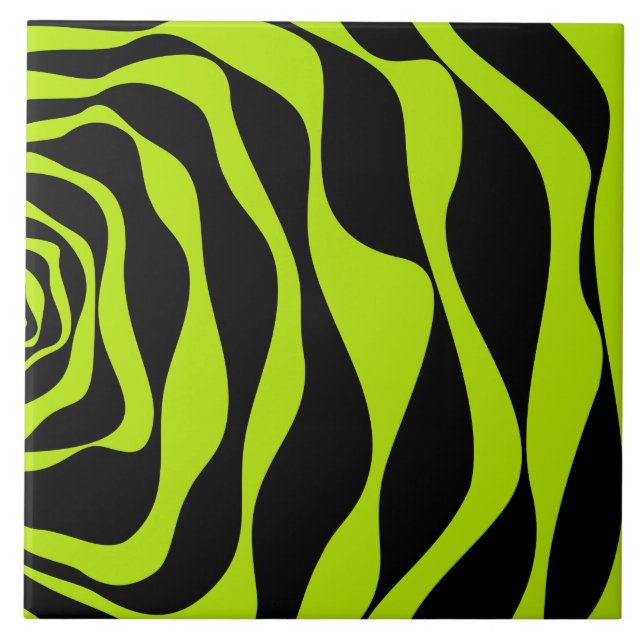 Ebb and Flow 4 - Lime Green Ceramic Tile (Front)