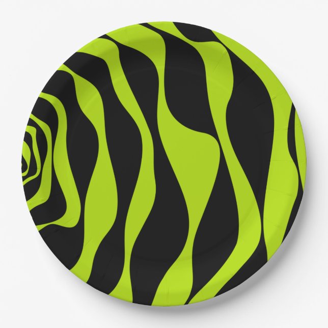 Ebb and Flow 4 - Lime Green Paper Plate (Front)