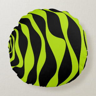 Ebb and Flow 4 - Lime Green Round Cushion