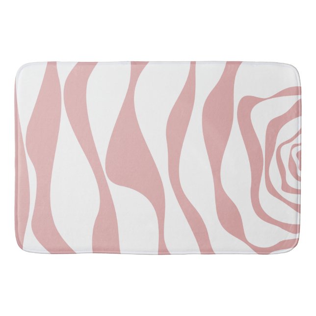 Ebb and Flow 4 - Pink and White Bath Mat (Front)