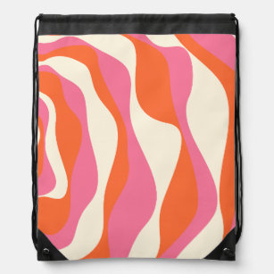 Ebb and Flow 4 - Pink, Orange and Cream Drawstring Bag