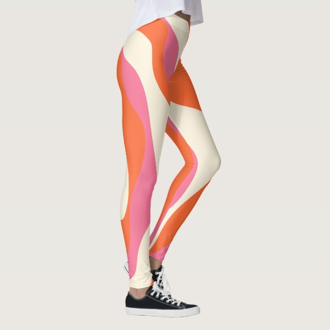 Ebb and Flow 4 - Pink, Orange and Cream Leggings (Right)
