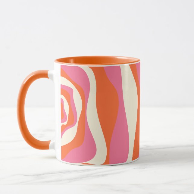 Ebb and Flow 4 - Pink, Orange and Cream Mug (Left)