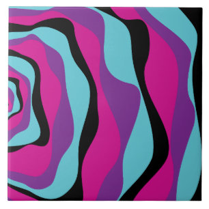 Ebb and Flow 4 - Pink, Purple, Blue and Black Ceramic Tile