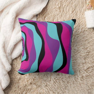 Ebb and Flow 4 - Pink, Purple, Blue and Black Cushion