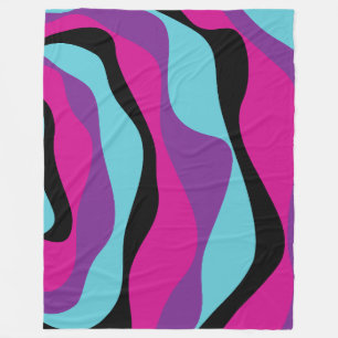 Ebb and Flow 4 - Pink, Purple, Blue and Black Fleece Blanket