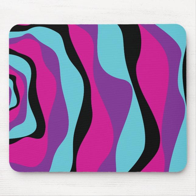 Ebb and Flow 4 - Pink, Purple, Blue and Black Mouse Pad (Front)