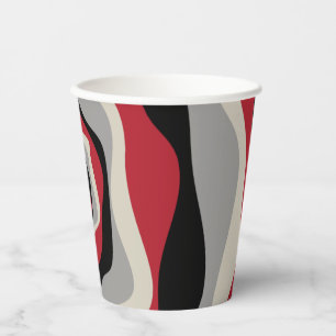 Ebb and Flow 4 - Red, Grey, Black and Bone White Paper Cups