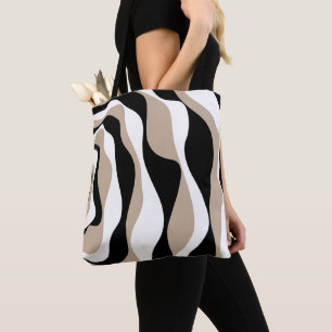 Ebb and Flow 4 - Taupe, Black and White Tote Bag
