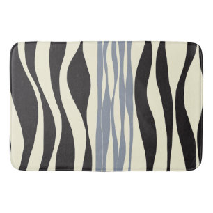Ebb and Flow in Black, Grey and Cream Bath Mat