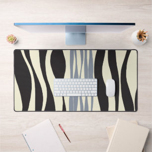 Ebb and Flow in Black, Grey and Cream  Desk Mat