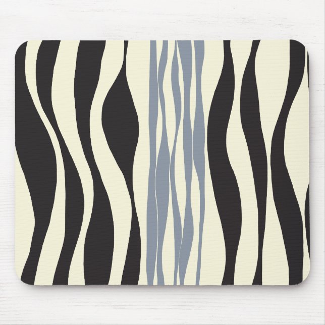 Ebb and Flow in Black, Grey and Cream  Mouse Pad (Front)