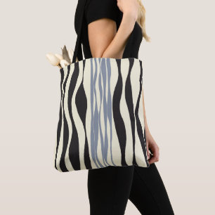 Ebb and Flow in Black, Grey and Cream Tote Bag