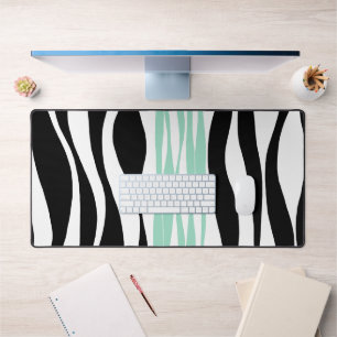Ebb and Flow - Mint Green, White and Black Desk Mat