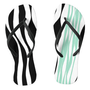 Ebb and Flow - Mint Green, White and Black  Thongs