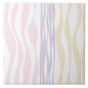 Ebb and Flow - Pastel Pink, Yellow and Purple Ceramic Tile