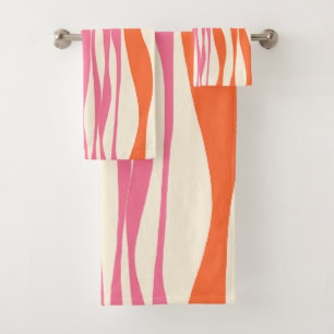 Ebb and Flow - Pink, Orange, and Cream  Bath Towel Set