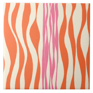 Ebb and Flow - Pink, Orange, and Cream Ceramic Tile