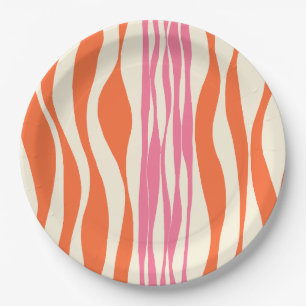 Ebb and Flow - Pink, Orange, and Cream Paper Plate