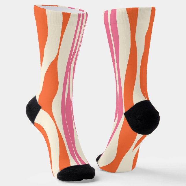 Ebb and Flow - Pink, Orange, and Cream  Socks (Angled)
