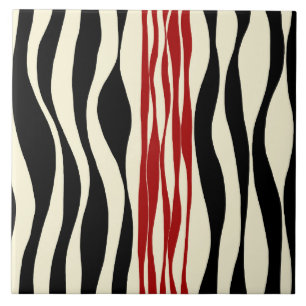 Ebb and Flow - Red & Cream Ceramic Tile