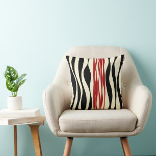Ebb and Flow - Red & Cream Cushion