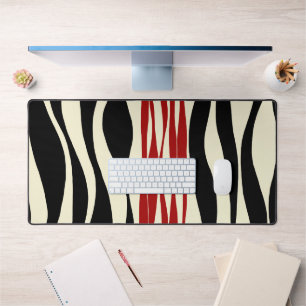 Ebb and Flow - Red & Cream Desk Mat