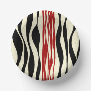 Ebb and Flow - Red & Cream Paper Plate