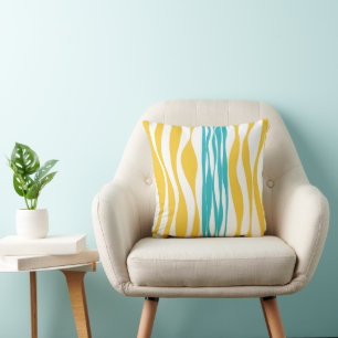 Ebb and Flow - Turquoise & Yellow Cushion